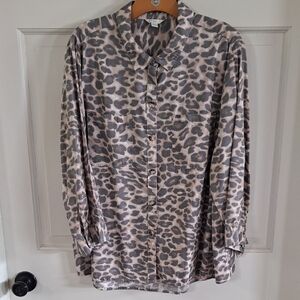 Cato EST. 1946 Plus Sz Leopard Print Button Up Blouse Animal Print  Dressy Shirt